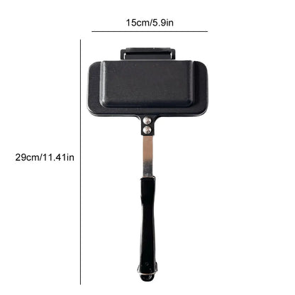 Double-Sided Sandwich Maker Pan – Non-Stick Flip Breakfast Toastie Maker for Sandwiches Hot Dogs, Omelettes, Pancakes & Camping Cooking