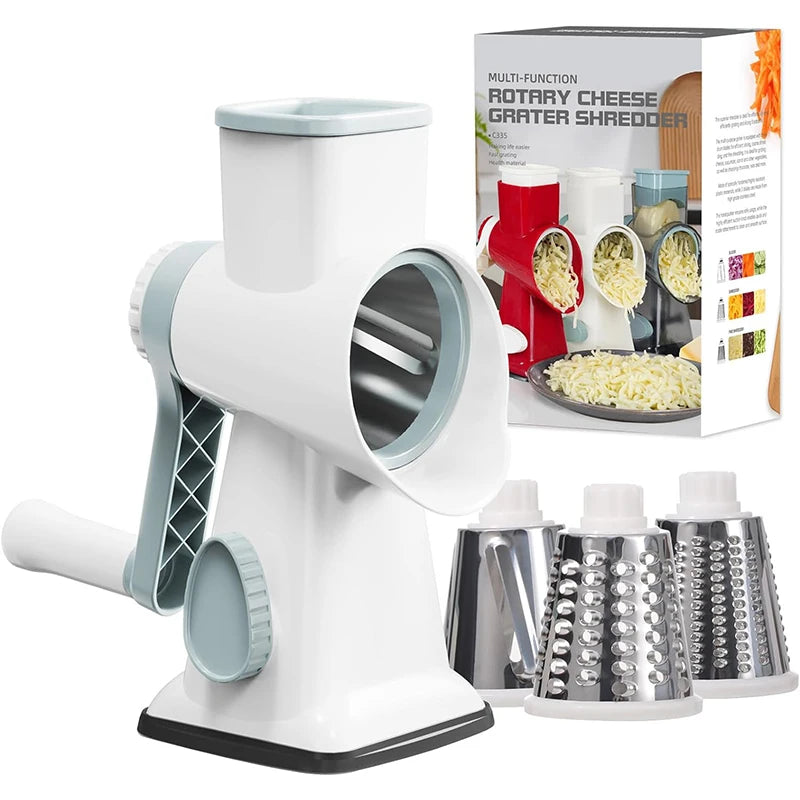LMETJMA 3 in 1 Rotary Cheese Grater Versatile Manual Vegetable