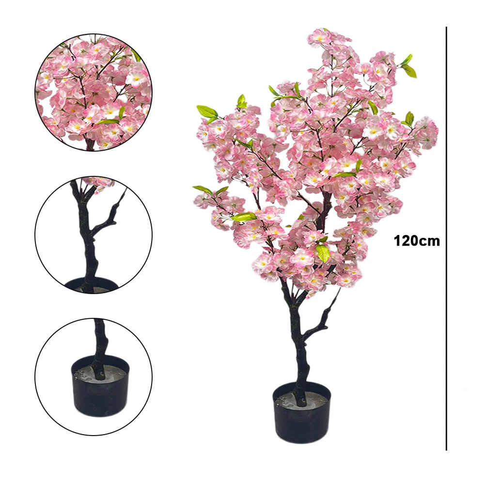 Albero di Ciliegio Artificiale 150 cm con Vaso – Faux Cherry Blossom Tree Realistico in Seta per Arredamento Casa, Ufficio, Eventi e Matrimoni