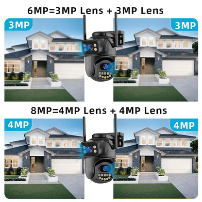 4K 8MP Security Camera 5X Zoom Dual Lens Dual Screen Outdoor WiFi Home Protection 6MP IP PTZ CCTV Video Surveillance Camera