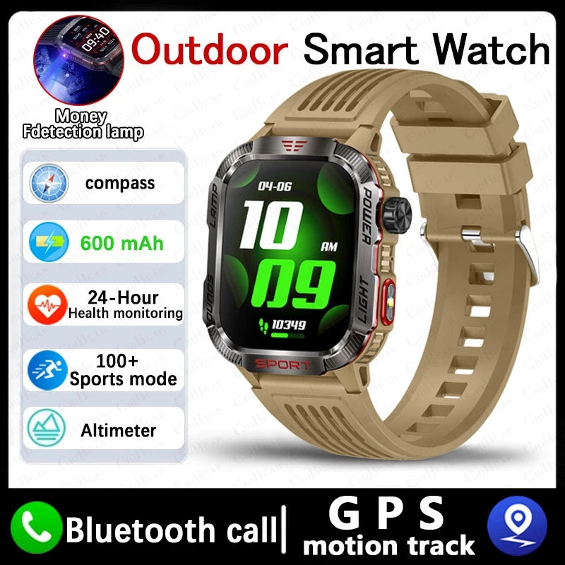 New Military GPS Smart Watch Men Flashlight Compass Waterproof