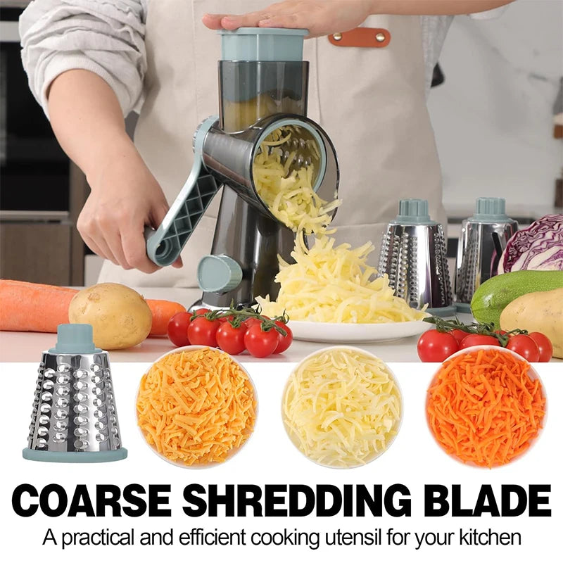 LMETJMA 3 in 1 Rotary Cheese Grater Versatile Manual Vegetable