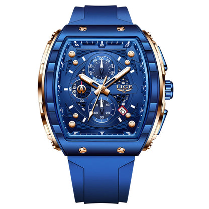 LIGE Waterproof Watches For Men Original Brand Luxury Silicone