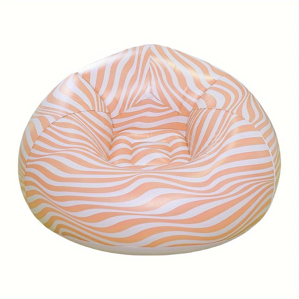 Striped Inflatable PVC Sofa， Courtyard Seat Outdoor Sofa，Indoor Outdoor Resting Chair Recliner Stool，Living Room Furniture Sofa