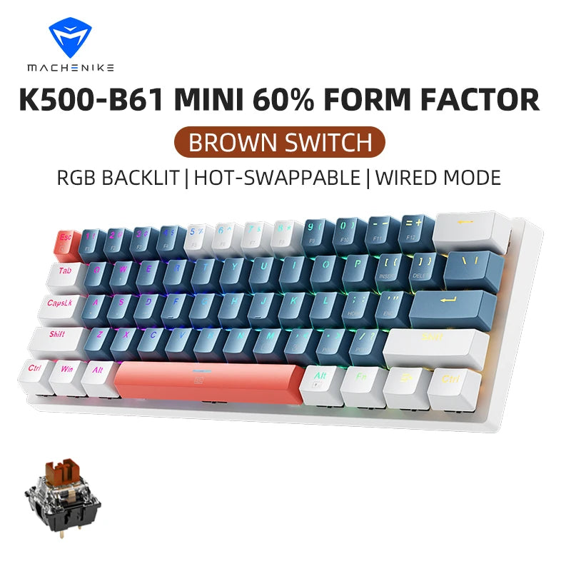 Machenike K500-B61 Mini Mechanical Keybaord 60% Form
