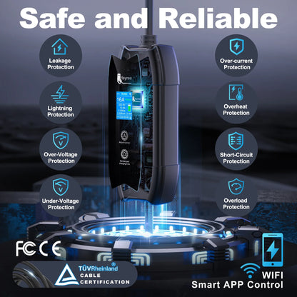 feyree EV Charger Type2 16A 3.5KW 1Phase WIFI APP Control 5M Cable Portable Charging Box Set Charging&DelayTime for EV Cars