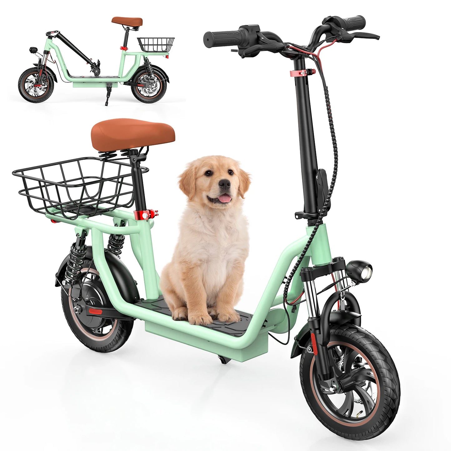 iScooter i12 Electric Scooter With seat And basket 12 Inch 500W