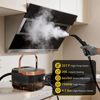 Pulitore a Vapore Portatile ad Alta Pressione 1800W - Igienizzante con 10+ Accessori. TK