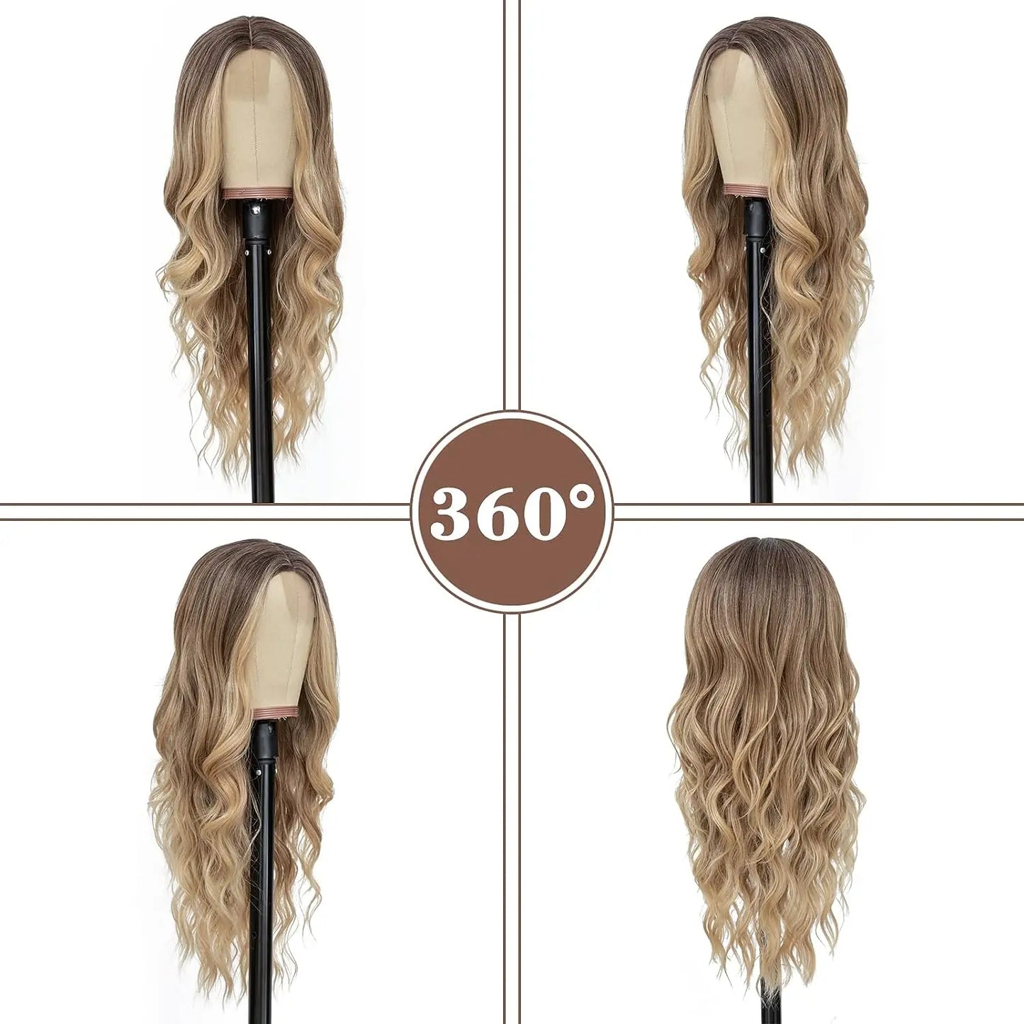 Synthetic Long Lace Ombre Blonde Wavy Wig for Women 26
