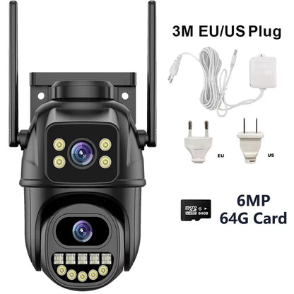 4K 8MP Security Camera 5X Zoom Dual Lens Dual Screen Outdoor WiFi Home Protection 6MP IP PTZ CCTV Video Surveillance Camera