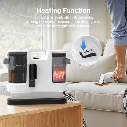 Lubluelu V8 800W Hot Water Carpet Cleaner  60°C Deep