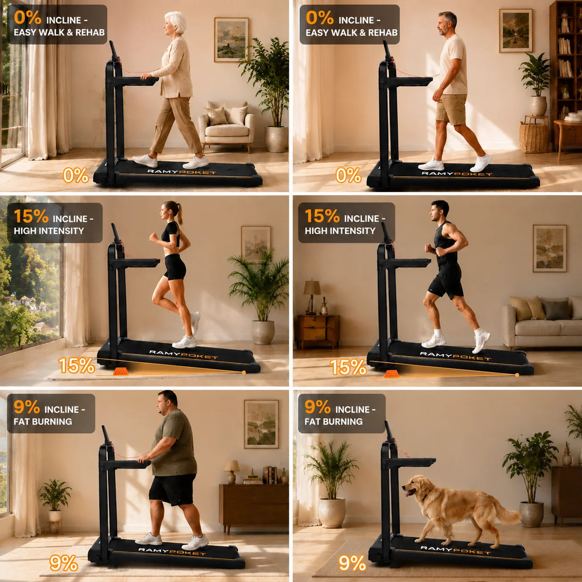 Ramypoket Walking Pad Inclinato 15% | Tapis Roulant 12 Km/H. TK
