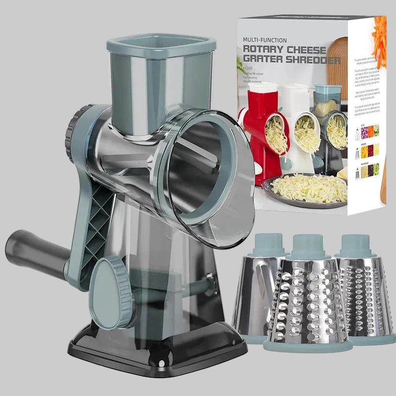 LMETJMA 3 in 1 Rotary Cheese Grater Versatile Manual Vegetable