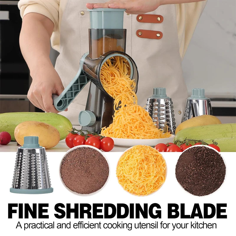 LMETJMA 3 in 1 Rotary Cheese Grater Versatile Manual Vegetable