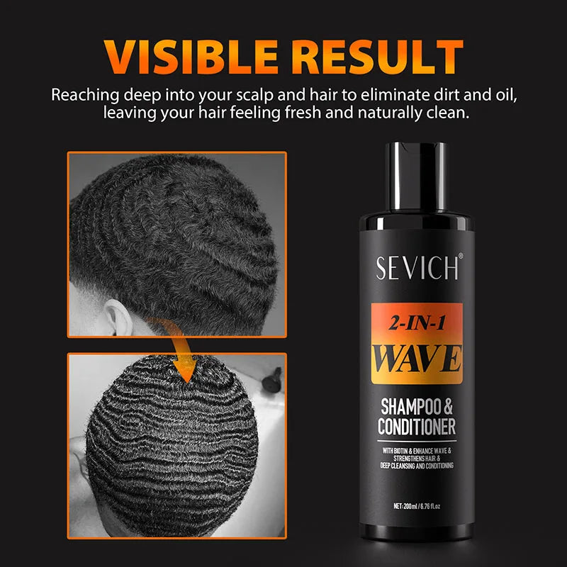 200ml Biotin Wave Shampoo 360 Style Deep Sport Waves Strong Hold Waves Control Hair Styling Paste Wavy Cream For African Men