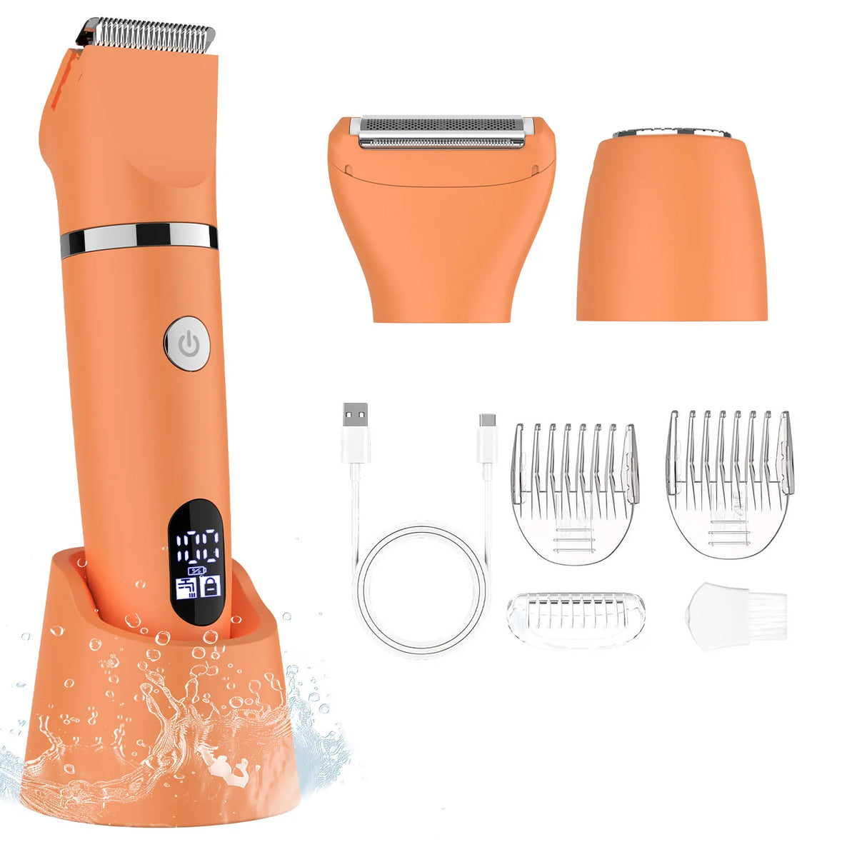 Scttomon Kit Regolabarba e Tagliacapelli 5-in-1 - Rasoio Elettrico con Base. TK