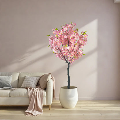 Albero di Ciliegio Artificiale 150 cm con Vaso – Faux Cherry Blossom Tree Realistico in Seta per Arredamento Casa, Ufficio, Eventi e Matrimoni
