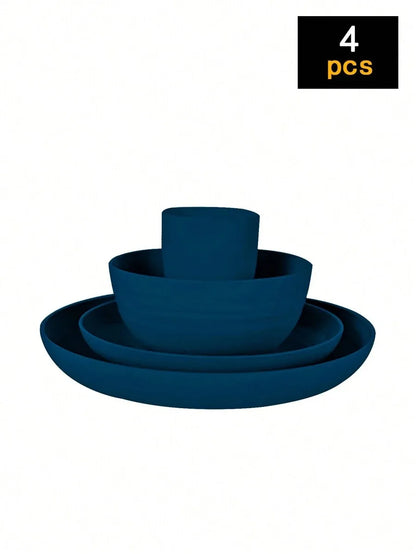 4/16/24pcs Reusable plastic tableware set, including plates, bowls and cups. Suitable for family picnics and school supplies