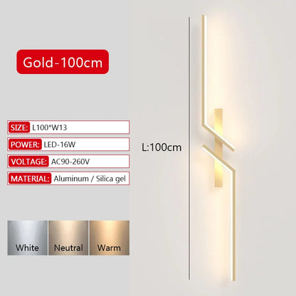 Long Strip LED Wall Lamp Modern Remote Control Dimming Living Roomdecor Wall Lamp Background Bedroom Bedside Home LED Lighting