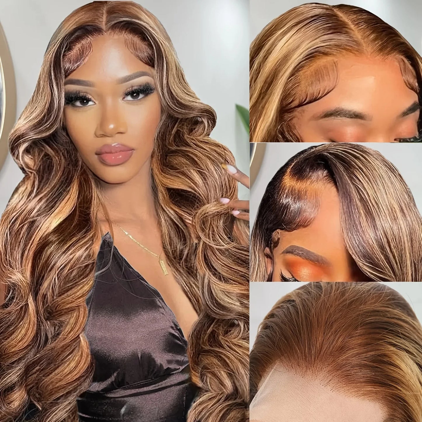 13x4 13x6 HD Lace Front Wigs 220% Density P4/27 Highlight Body Wave Human Hair Wigs 36 Inch Pre Plucked Brazilian Human wigs