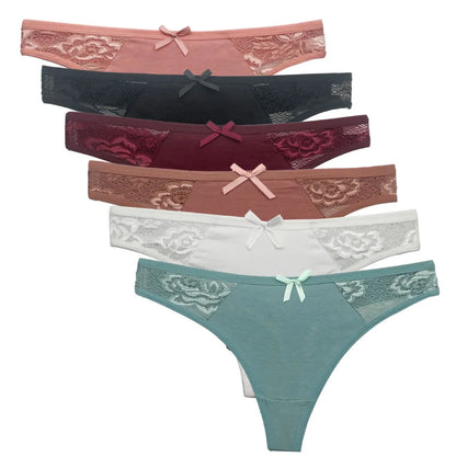 5 PCS/Set Women Cotton Thongs Panties Sexy Low Waist G-String
