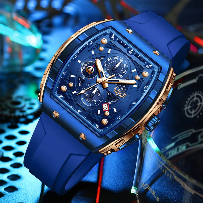 LIGE Waterproof Watches For Men Original Brand Luxury Silicone
