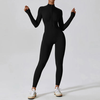 SWELTERING Tuta Intera da Yoga a Maniche Lunghe con Cerniera. TK