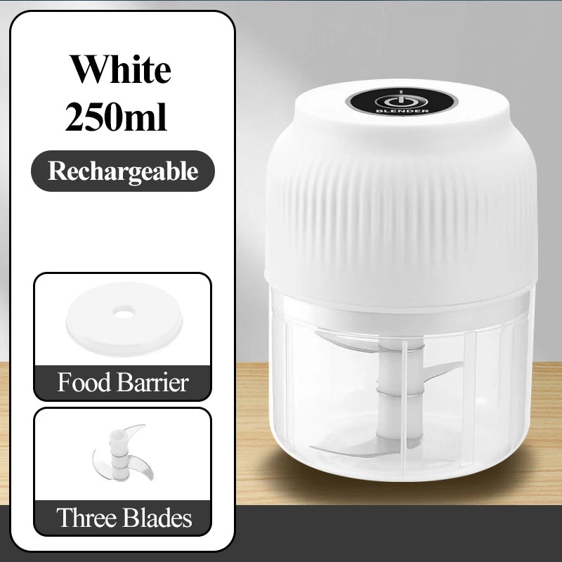 250ml Mini Wireless USB Rechargeable Electric Vegetable Choppe