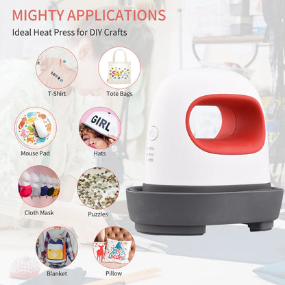 Portable 220V Mini Heat Press Machine T-Shirt Printing DIY Easy Heating Transfer Press Iron Machines for European standard plug
