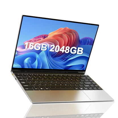 LENO Laptop 14.1” Ultra Slim | 16GB RAM 2TB SSD | Intel N3700 | Windows 11 | Full HD IPS | Notebook Leggero per Studio, Lavoro e Gaming