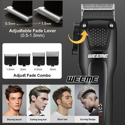 3 Piece Professional Hair Clipper for Men + Beard Trimmer + Electric Razor Kit