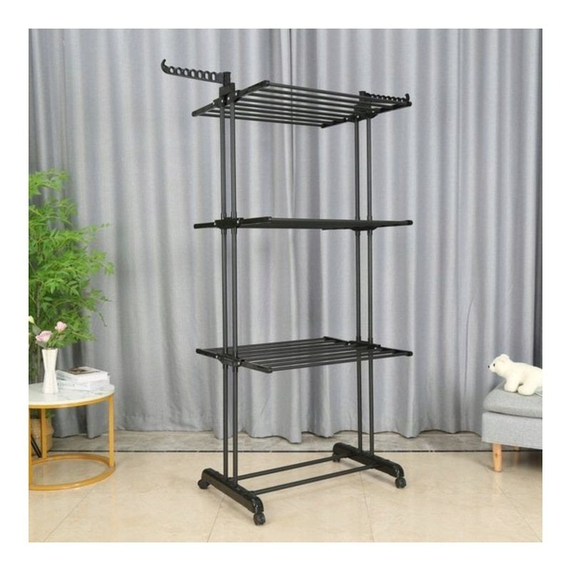 XXL Standing Clothes Drying Rack, Foldable, 3 Tiers, 6 Arms Maximum Load 50 Kg Space-Saving Ideal for Home And Apartment