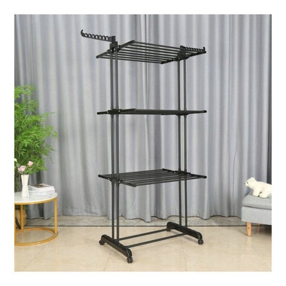 XXL Standing Clothes Drying Rack, Foldable, 3 Tiers, 6 Arms Maximum Load 50 Kg Space-Saving Ideal for Home And Apartment