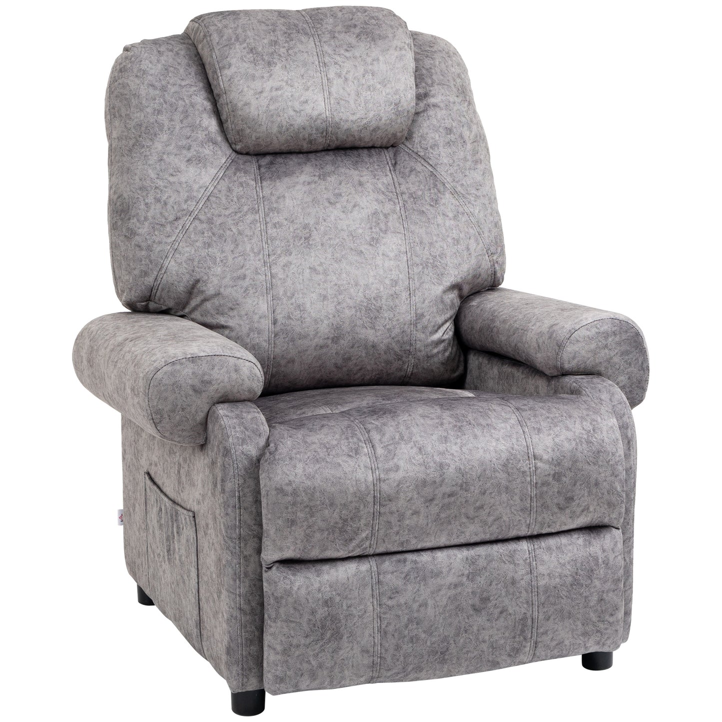 HOMCOM Manual Fabric Reclining Relax Armchair, Recliner with Pull-Out Footrest and Side Pocket