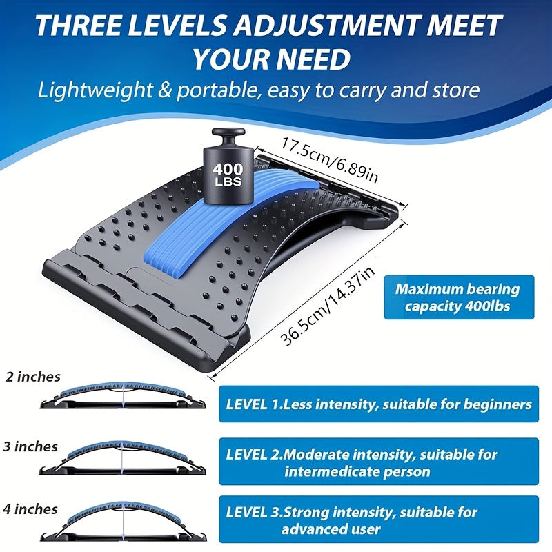 3-Level Adjustable Back Stretcher & Posture Corrector – Ergonomic Lumbar Support with Massage Function