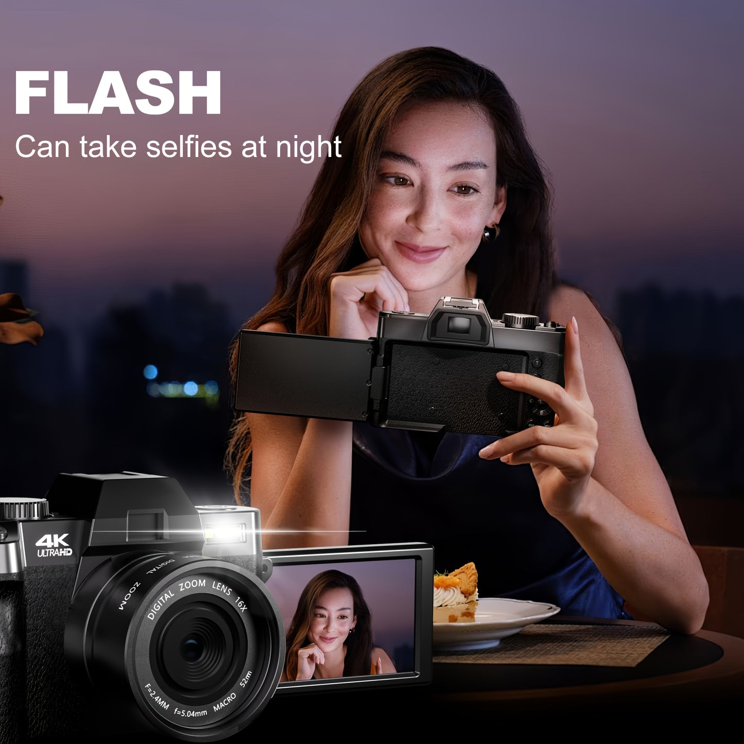 G-ANICA Fotocamera Digitale 48MP 4K Vlogging Camera WiFi con App, Macro + Wide Lens, Display OLED, Autofocus, 32GB