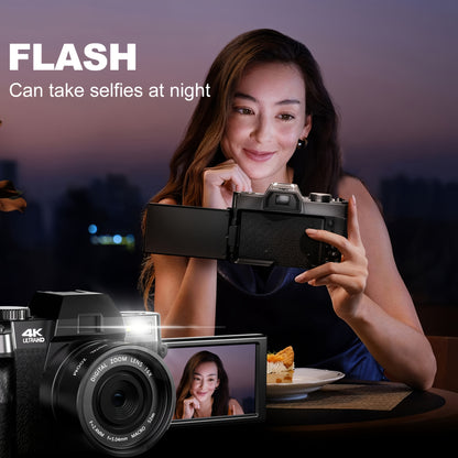 G-ANICA Fotocamera Digitale 48MP 4K Vlogging Camera WiFi con App, Macro + Wide Lens, Display OLED, Autofocus, 32GB