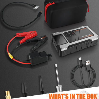 12,000mAh Jump Starter Power Pack 6000A Car Battery Booster & 150PSI LCD Display