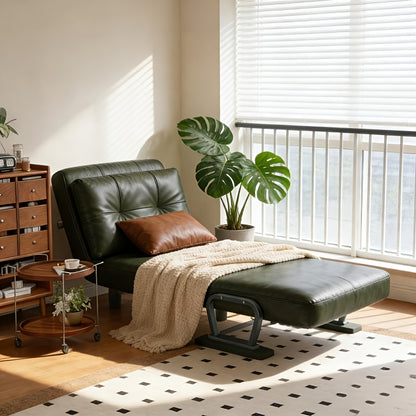Foldable Sofa Bed Frame with Leather Armrests - Space-Saving Sleeper Bed Suitable for Small Apartments, Dorms, Guest Rooms