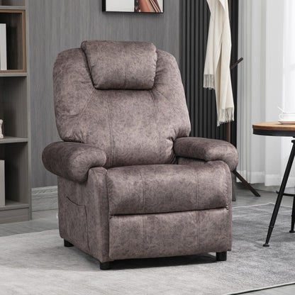 HOMCOM Manual Fabric Reclining Relax Armchair, Recliner with Pull-Out Footrest and Side Pocket