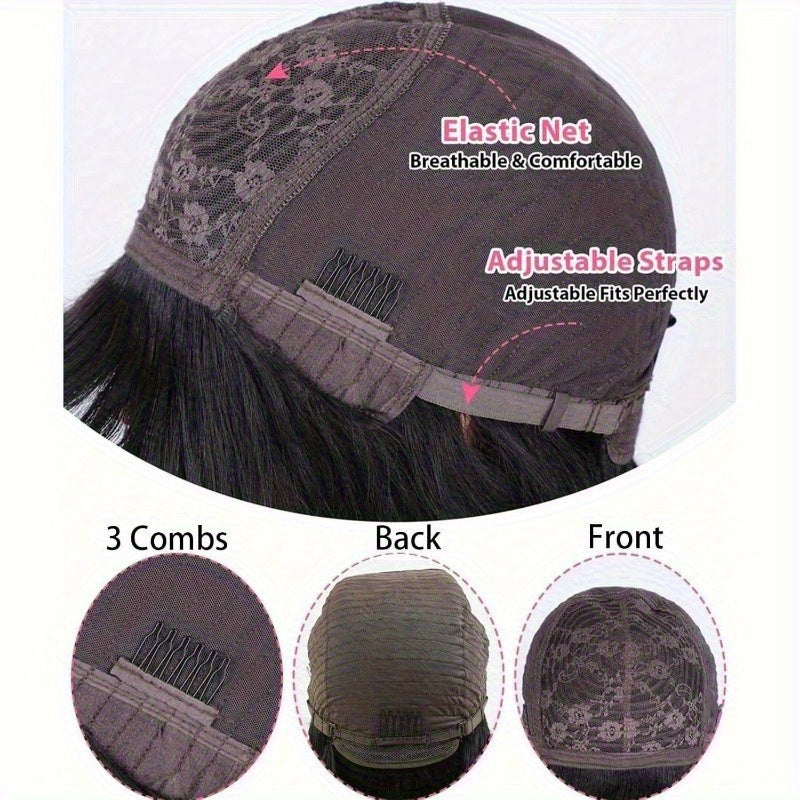 200% Density Brazilian Human Hair Wig Glueless Scalp Top Wig with Natural #1B Color - Body Wavy Long True Length Wig for Women, Machine-Made Full Hair No Lace Front Wigs Suitable for Skin Tones