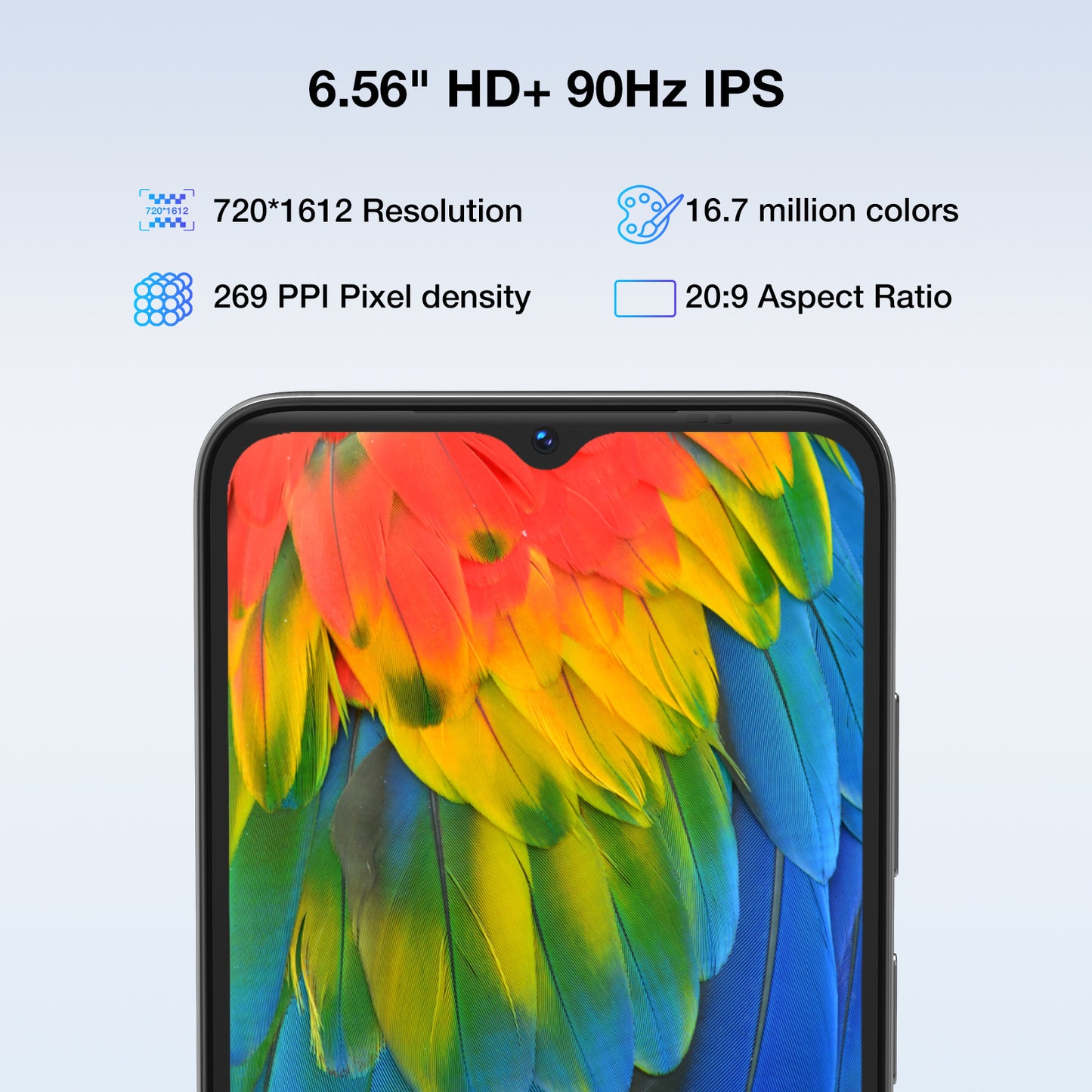 DOOGEE N55PRO Android 14, 16GB + 256GB, 6.56" HD+ 90Hz Octa Core 5150Mah 13MP+8MP Camera, 4G Dual SIM, Face Recognition/Otg/Gps