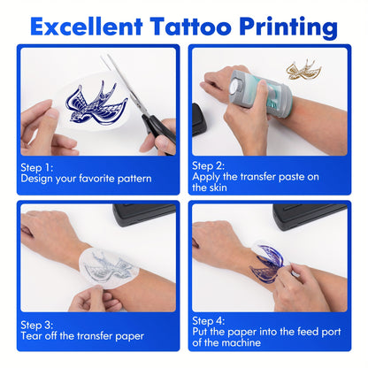 Stampante senza inchiostro portatile D810B, stampante wireless da viaggio, macchina per tatuaggi termici supporta carta termica A4 e US Letter compatibile con telefoni cellulari e laptop, adatta per lavoro, viaggi, ufficio e casa