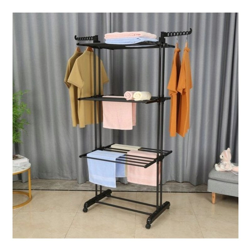 XXL Standing Clothes Drying Rack, Foldable, 3 Tiers, 6 Arms Maximum Load 50 Kg Space-Saving Ideal for Home And Apartment