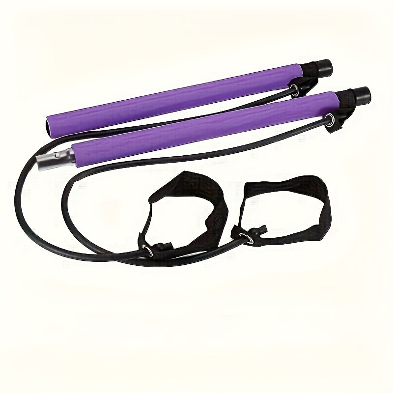 1pc Lingpeng Pilates Bar Kit with Colorful Resistance Bands – Stainless Steel Home Gym Equipment for Full Body Workout