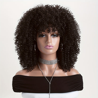 Women'S 16-Inch Stylish Short Curly Hair Wig in Black And Dark Brown Suitable for Daily Wear