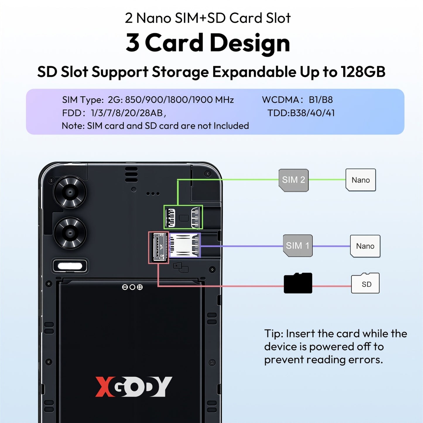 XGODY Android 15 Smartphone | 6.0" Touch Screen, 7GB RAM+32GB ROM, 4G LTE Dual SIM, Octa-Core Processor, 5MP+8MP Camera, Face Unlock, 3500mAh Battery