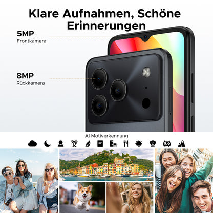 DOOGEE Note 56 Android 16 Smartphone, 6150Mah Battery, 8.45Mm Ultra-Thin + 6.56" HD + 90Hz, Octa Core, 24 GB(3+21)RAM + 64 GBROM 2TB TF, 4G Dual SIM, Face ID/GPS/OTG