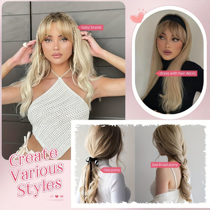 22-Inch (Approximately 55 Cm) Light Golden And Bleached Blonde Mixed Hair Top Synthetic Hairpiece with a Swiss Base And 3 Clips, Suitable for Thinning Hair And Gray Hair Loss.