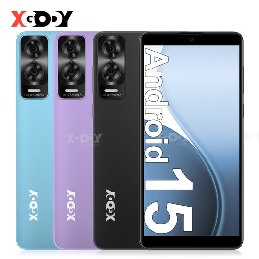 XGODY Android 15 Smartphone | 6.0" Touch Screen, 7GB RAM+32GB ROM, 4G LTE Dual SIM, Octa-Core Processor, 5MP+8MP Camera, Face Unlock, 3500mAh Battery